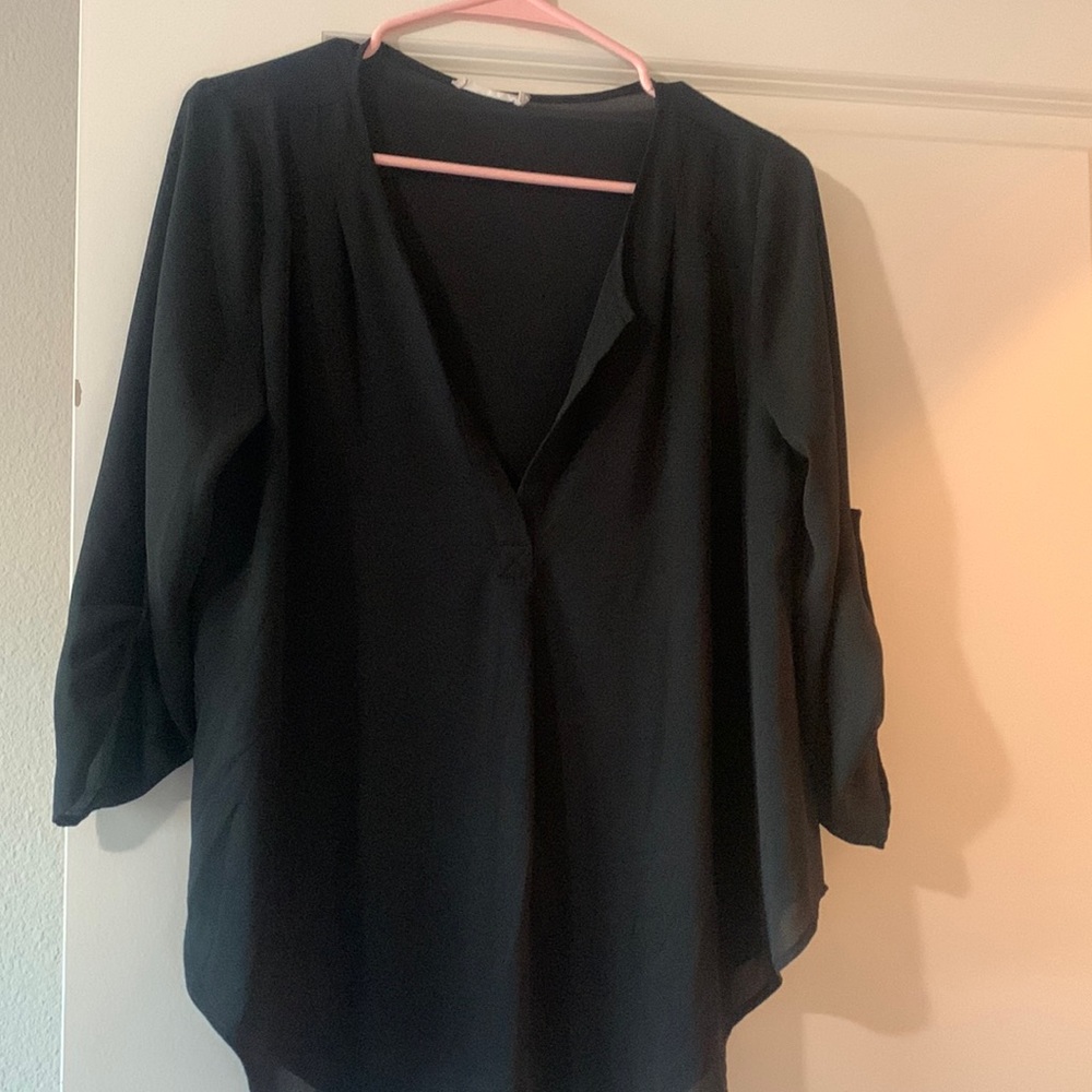 Black flowy long sleeve blouse
